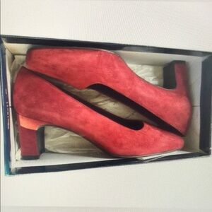 Women’s Red Leather Heels - Size 8